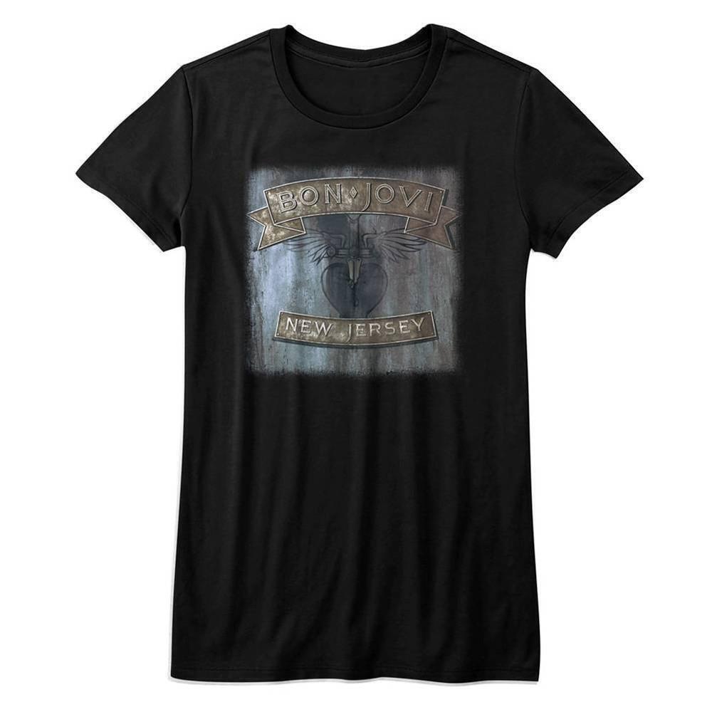 Bon Jovi New Jersey Black Junior Womens T Shirt